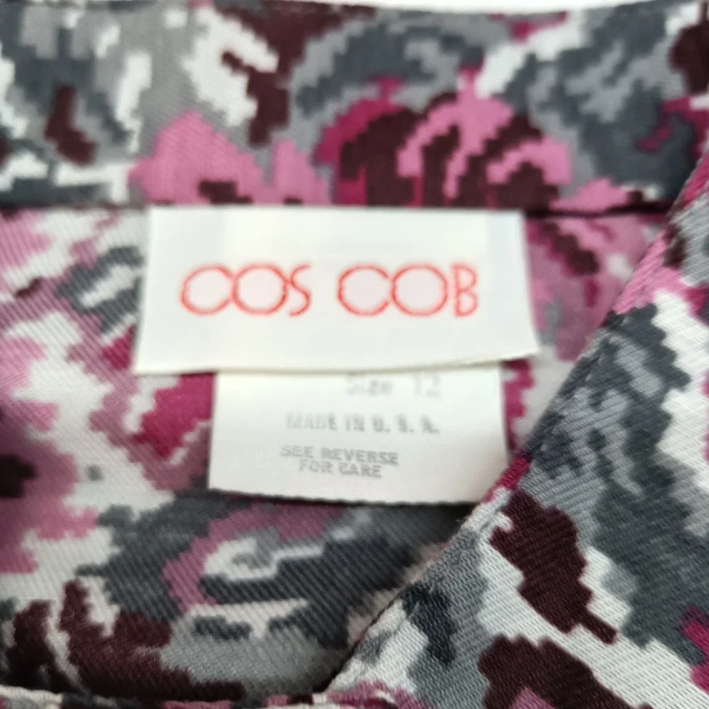 Vtg Cos Cob Pink Floral Skirt Set 2 Piece Blouse Midi Skirt 12/14 USA‎ NWT 80s